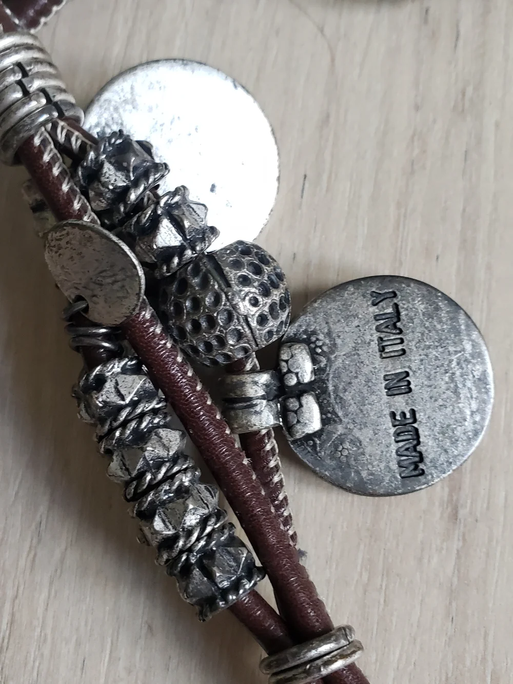 Vintage Etro Italian‎ Multi-Strand Leather Belt Silver Coin Charms Made in Italy